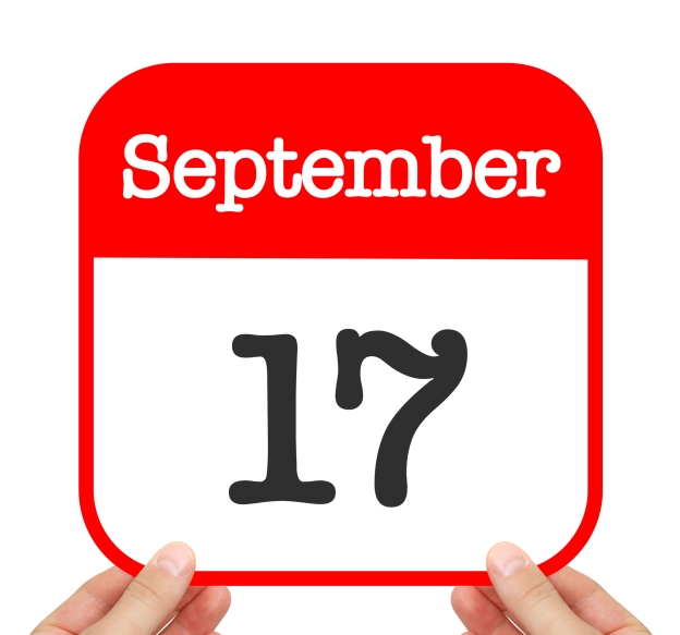 Image is of September 17 written on a calendar